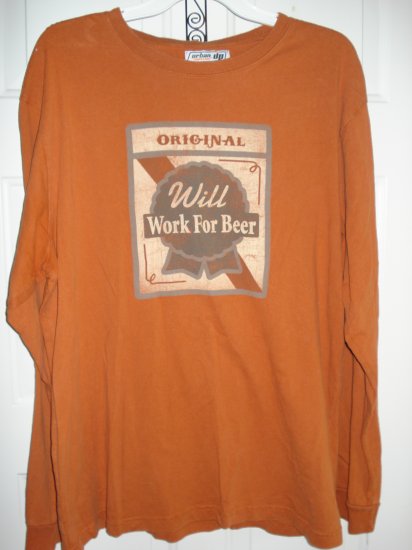 *Free Shipping* Urban Up Pipeline Vintage Style "Will Work For Beer" L