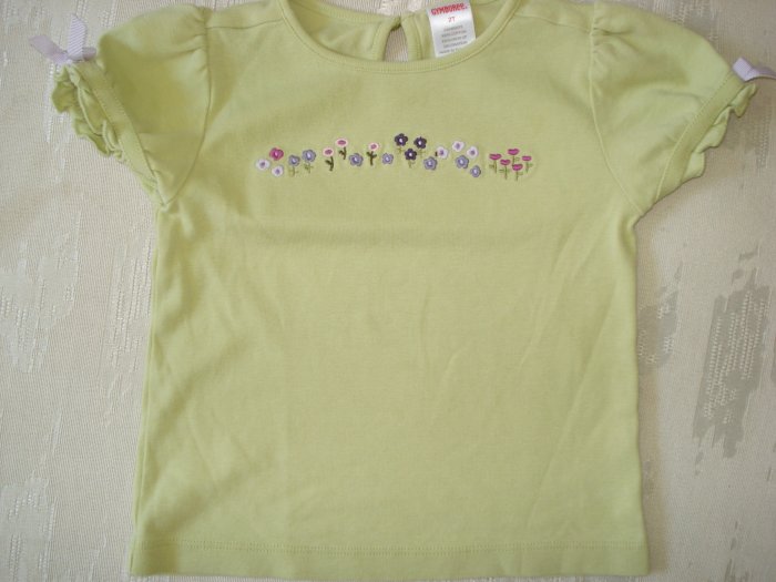 Free Shipping Gymboree 2T Lime Green Flower Top