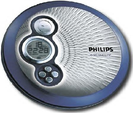 Philips Portable CD Player with FM Radio Headphones Blue and Silver
