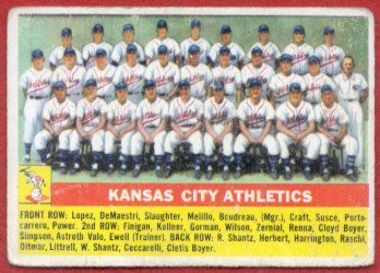 1956 Topps #236 Kansas City Athletics Team