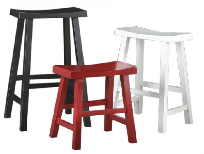 18" Saddle Seat Stool - Antique White