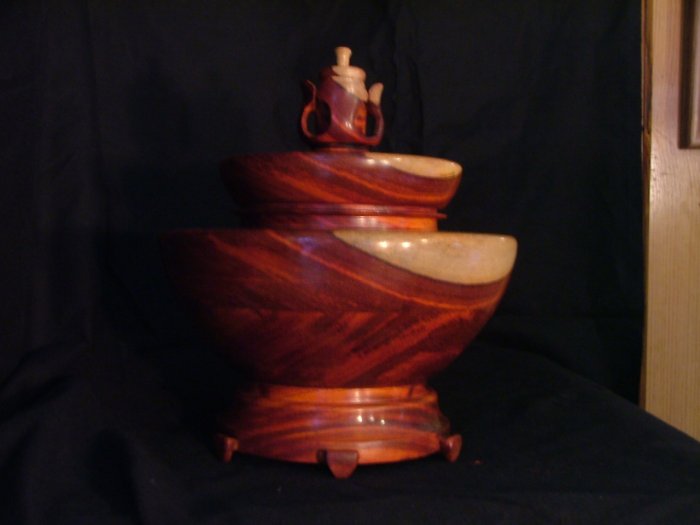 Hand Carved and Turned Padauk Cremation Urn