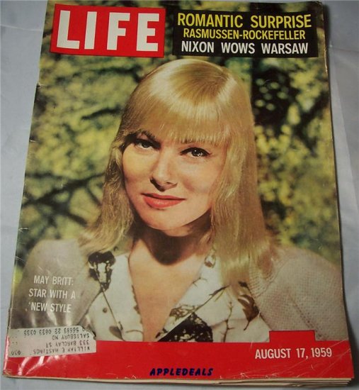 Life Magazine Aug 17 1959 May Britt Nixon Rockefeller Rasmussin