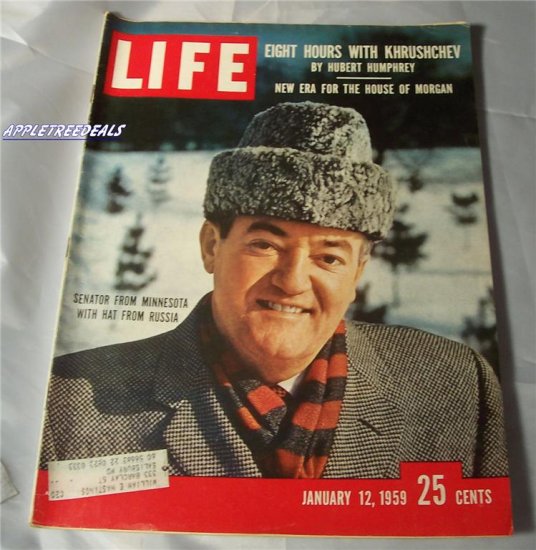 Life Magazine Jan 12 1959 Ktuschev Humphrey Castro Russia