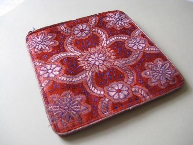 Orange and Gold Brocade Sari Change Purse