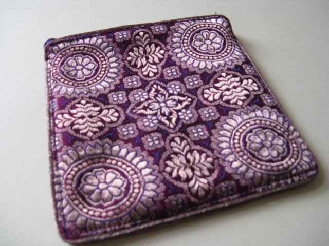 Purple and Gold Brocade Sari Change Purse