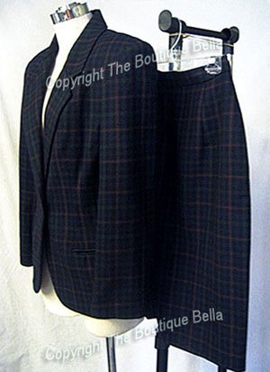 SIZE 4 - 6- Corporate Classic Fall Tartan Plaid Skirt Suit