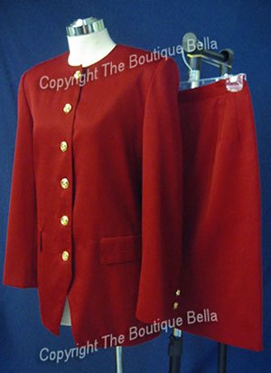 SIZE 7-8 - Rich Cranberry Red Classic Career Skirt-jacket Suit 8