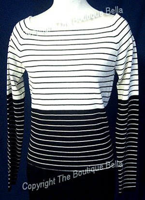 SIZE 4-6 ANN KLEIN Sensual stripped light top sweater