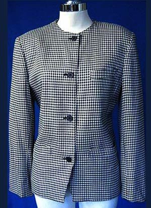 SIZE 6 - 8 SHORT Mini-Houndstooth career black white jacket