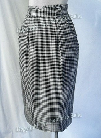 SIZE 2 - 4 - CURVY Black-white long career skirt