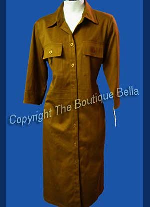SIZE 8 - MED - New Harve Bernard yellow Brown Coat Dress