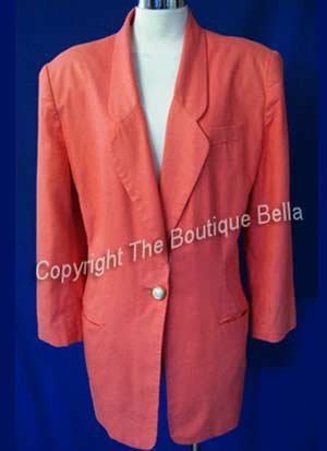SIZE 10 -12 PETITE Summer Salmon Coral Career Jacket Blazer