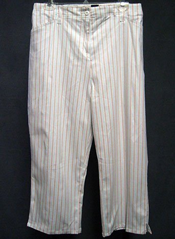 Size 22W - SPRING SUMMER vertical stripes white cropped pants
