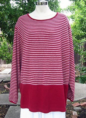 Size 1X: Red Stripped Cozy comfortable top sweater