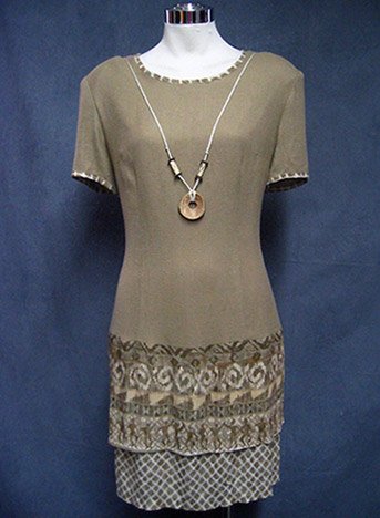 Size 6-8 FALL Taupe Ethnic Light career work dress