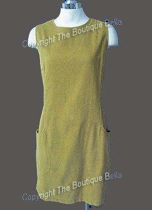 Size Med: FALL EDDIE BAUER Corduroy yellow shift jumper dress