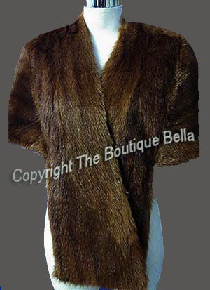 Size Sm-Med - FUR Shawl Mini Cape Wrap Coat Stole Jacket