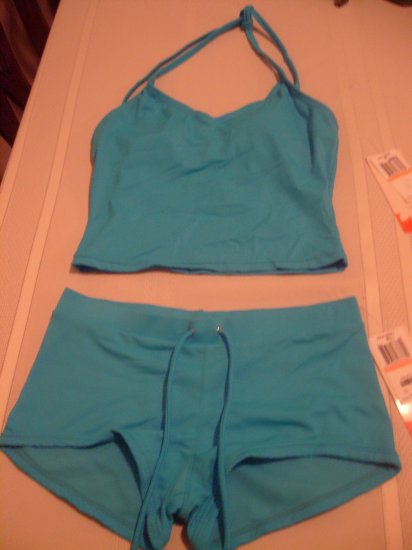 Small Hula Honey Blue Tankini 2-piece Bathing Suit