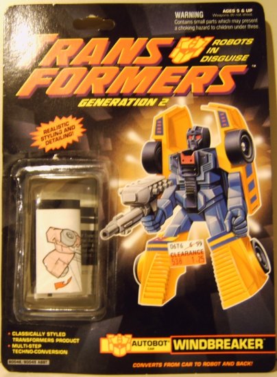 Transformers Generation 2 Windbreaker card & instructions