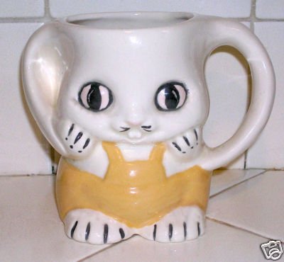 Bunny Mug with Yellow Overalls Hand made - Super Cute