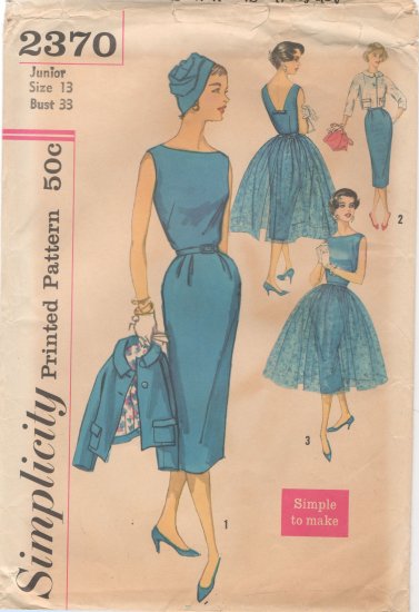 Vintage Simplicity Dress Pattern - 1950s - 2370