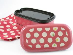 Pink Tenmari Polka Dot Flower Bento Box