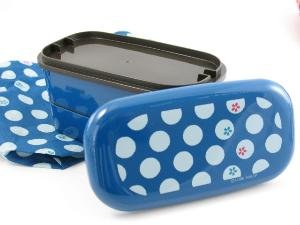 Blue Tenmari Polka Dot Flower Bento Box