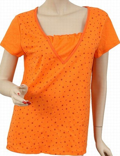 Women's Plus Size Orange w/ Red Stars Top 2X
