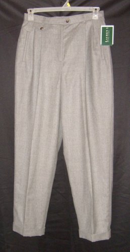 Lauren Ralph Lauren Gray Cuffed Pants / Slacks Sz 12 NWT