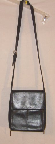 Nine West Black Leather Messenger Style Handbag