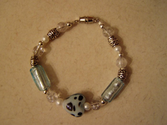 Blue Dalmatian Heart Bracelet