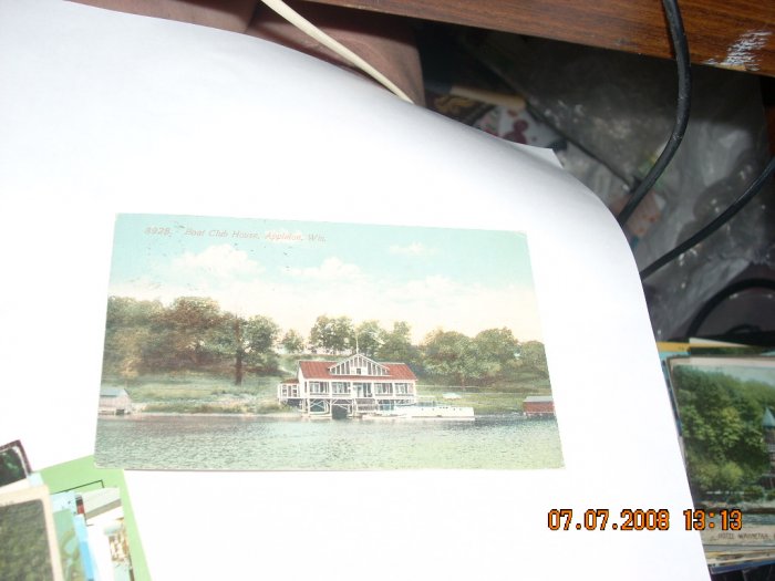 vintage postcard boat clubhouse appleton wisconsin