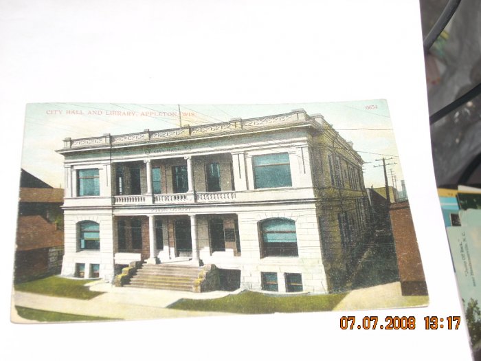 vintage postcard city hall and library appleton wisconsin