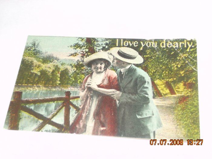 I love you dearly postcard vintage