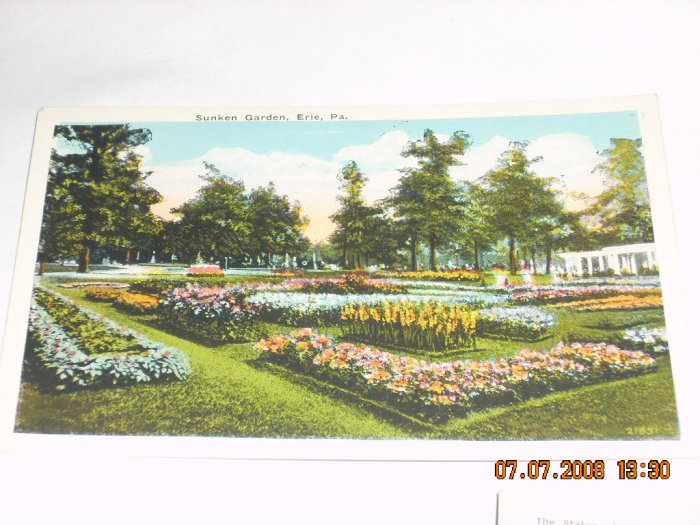 sunken garden erie pennsylvania vintage postcard