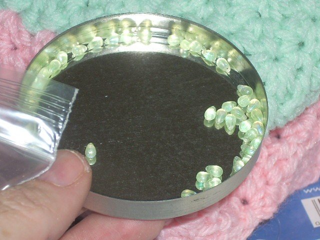 tiny teardrop beads 3 by 5 mm dollhouse miniatures irid green