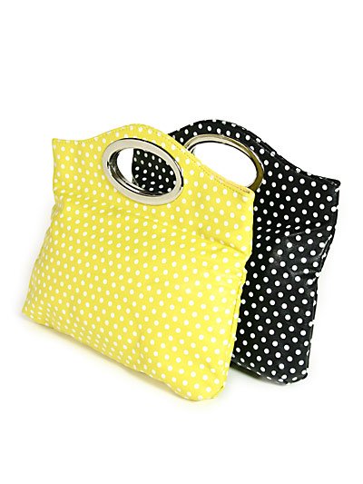 Trendy Black & White Polka Dot Handbag with Silver Handles ~ Just7even