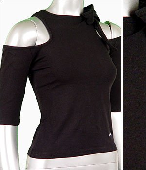 Sexy White CUT-OUT 3/4 Sleeve t Top Bow cutout sz M NEW ~ Just7even