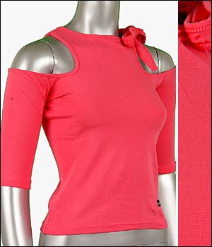 Pink Cut Out 3/4 Sleeve Tee (size Small) by Ashley by 26 International Junior's Top ~ Just7even