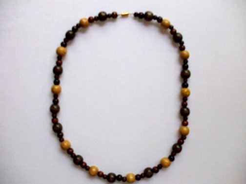 TriColor Wood Bead Necklace