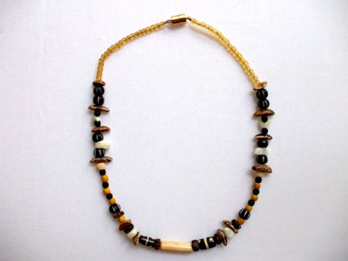 Multicolored Black White Yellow Beige Necklace