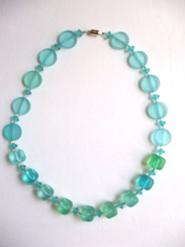 Turquoise Blue Green Acrylic Necklace