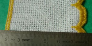 White Aida Band with yellow edge (one side scalloped), 6.5 cm 2.6 inches wide