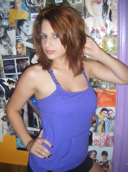 purple sleeveless buckle strap shirt