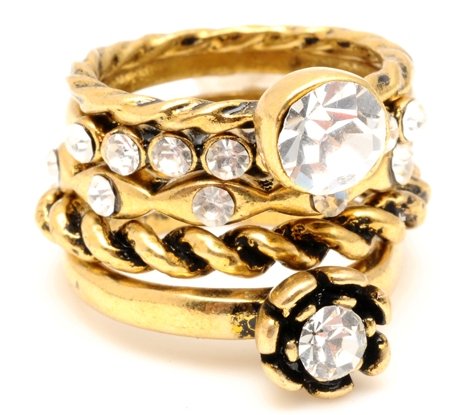 Amrita Singh Betty 5 Stack Rings Crystal Sz 8 NEW $100
