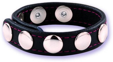 5 Speed Black Leather Cock Strap