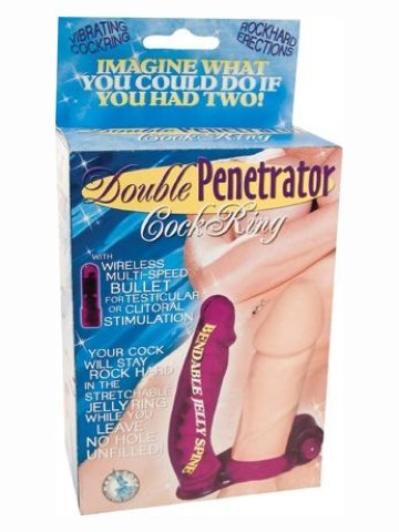 Double Penetrator Cock Ring - Purple