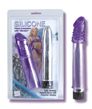 Silicone Penis Extension With Vibrator - Purple