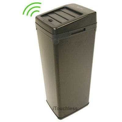 52 Liter Touchless Trashcan Square Black